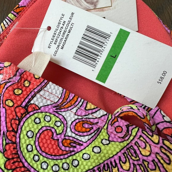 Jessica Simpson Madarin Multi Paisley Print Keyhole Bralette Bikini Top L - Picture 3 of 3